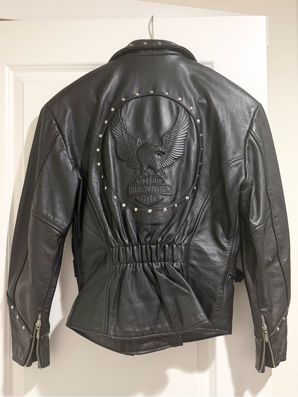 Harley-Davidson Black Leather Women's Jacket with Embossed Eagle